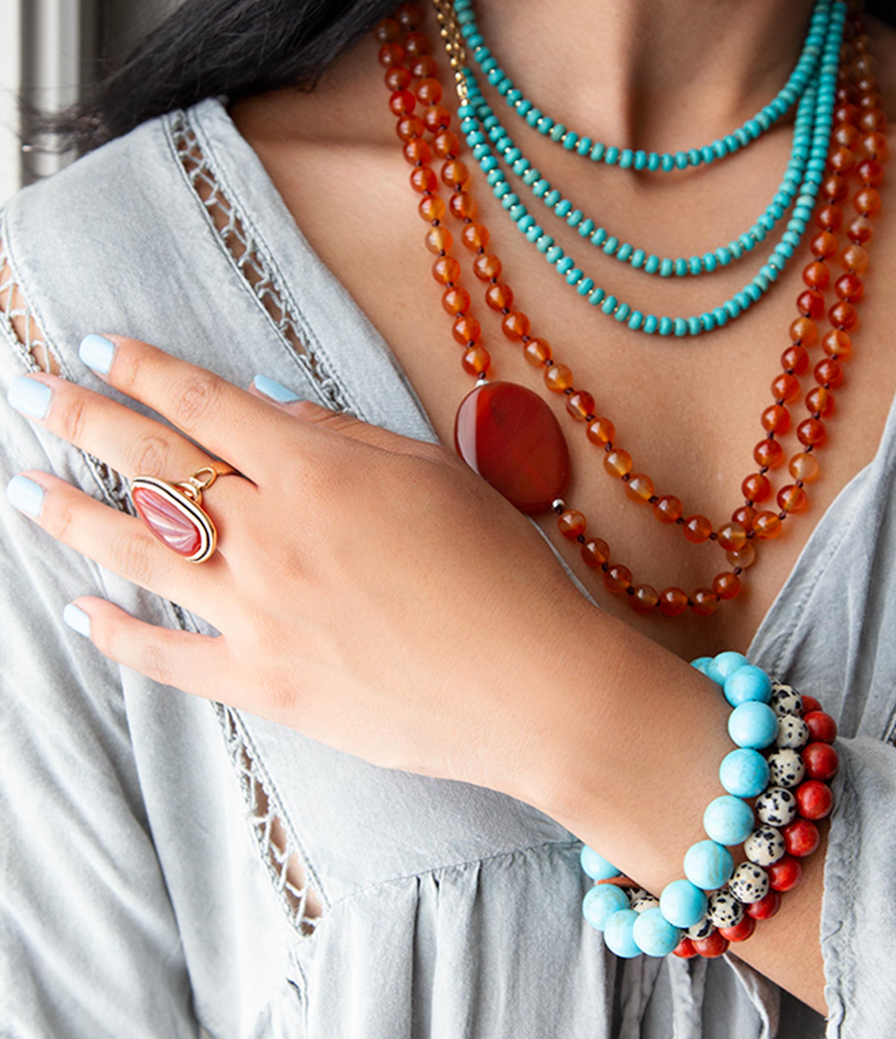 Orange Carnelian Knotted Necklace - Barse Jewelry