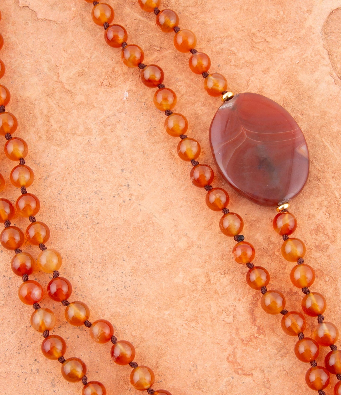 Orange Carnelian Knotted Necklace - Barse Jewelry