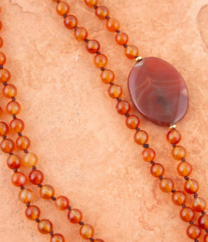 Orange Carnelian Knotted Necklace - Barse Jewelry