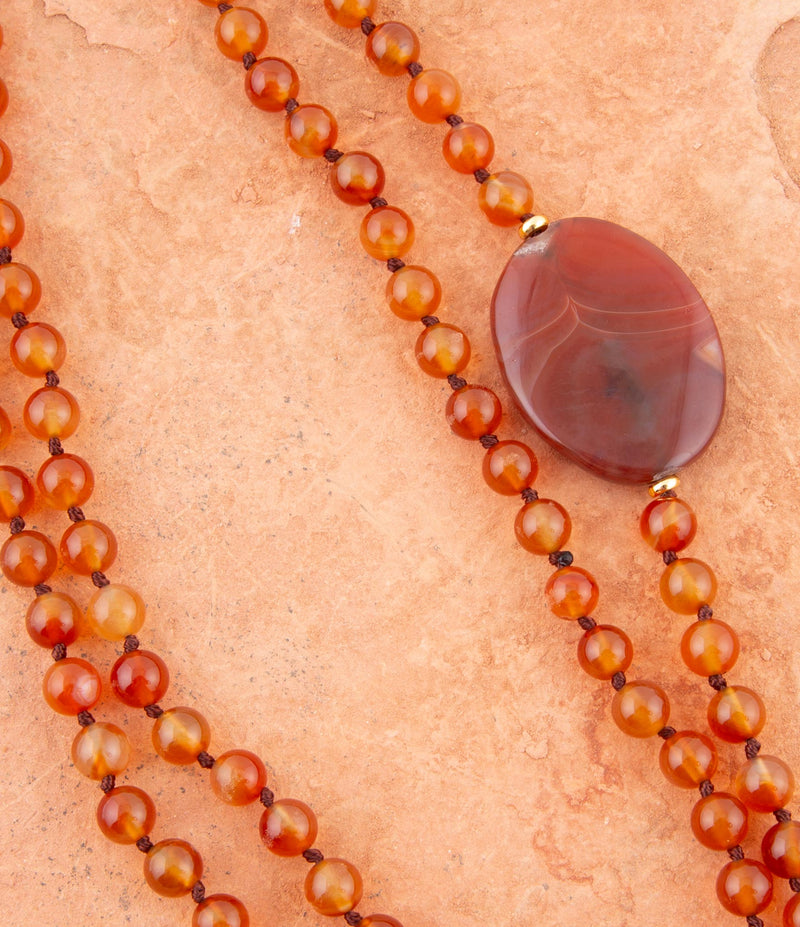 Orange Carnelian Knotted Necklace - Barse Jewelry