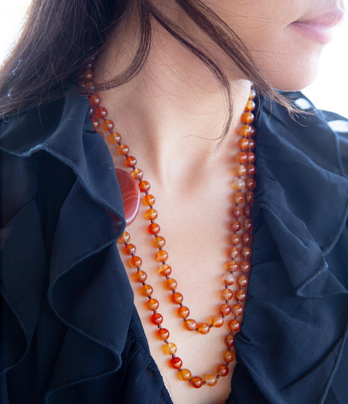 Orange Carnelian Knotted Necklace - Barse Jewelry