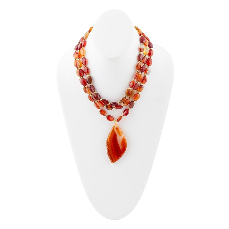 Orange Carnelian Statement Golden Necklace - Barse Jewelry
