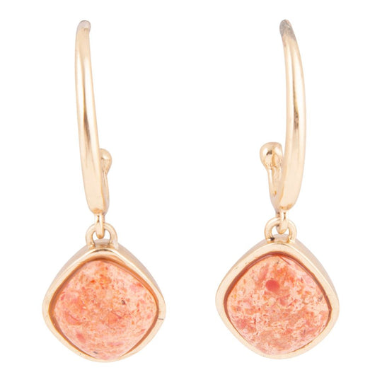 Orange Coral Golden Post Drop Earrings