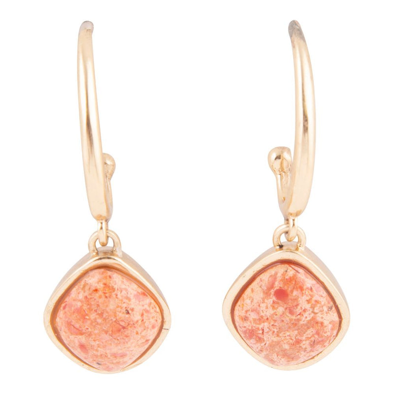 Orange Coral Golden Post Drop Earrings - Barse Jewelry