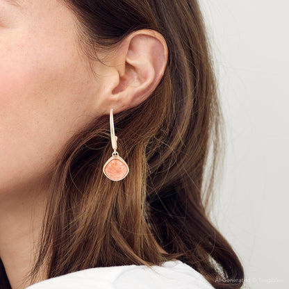 Orange Coral Golden Post Drop Earrings - Barse Jewelry