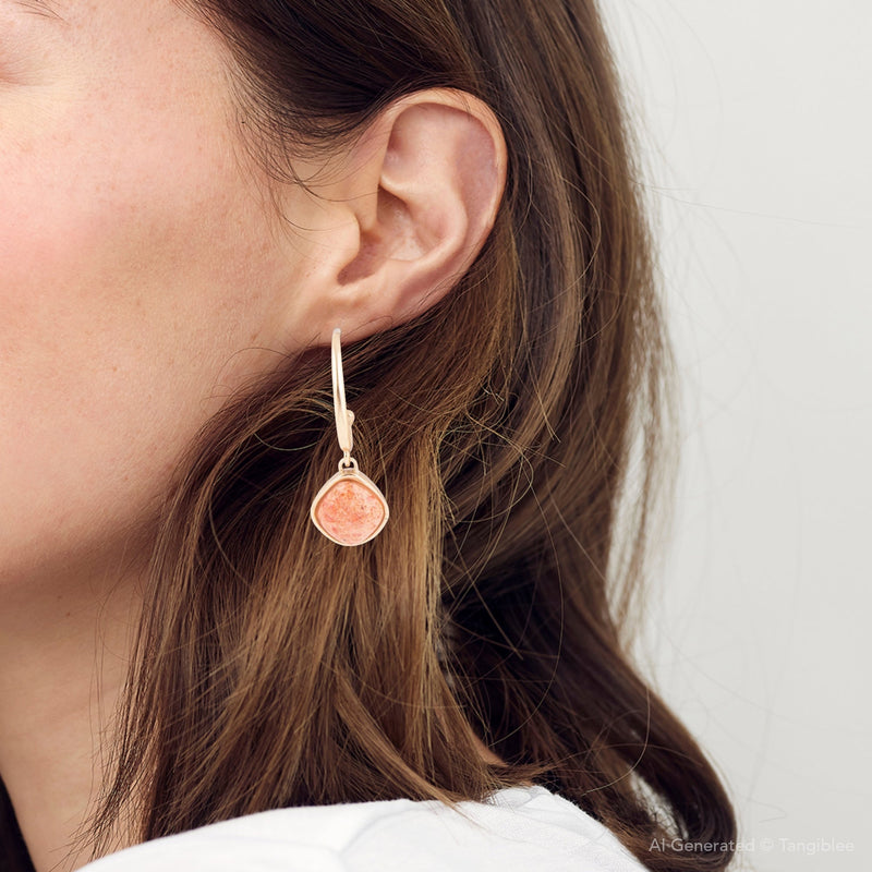 Orange Coral Golden Post Drop Earrings - Barse Jewelry