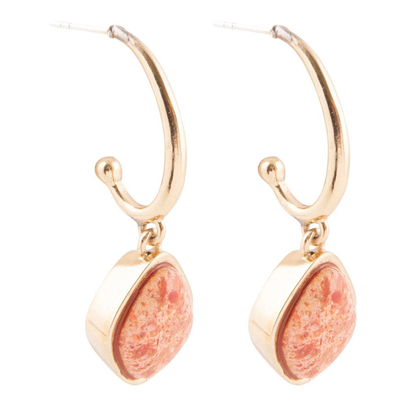 Orange Coral Golden Post Drop Earrings - Barse Jewelry