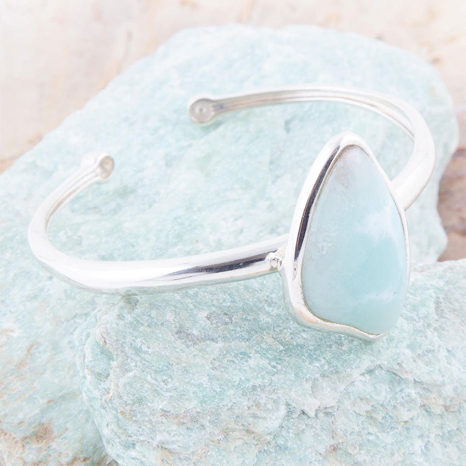 Organic Blue Larimar and Sterling Silver Cuff Bracelet - Barse Jewelry