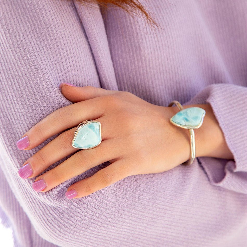 Organic Blue Larimar and Sterling Silver Cuff Bracelet - Barse Jewelry
