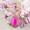 Ovation Pink Agate Golden Pendant Necklace - Barse Jewelry