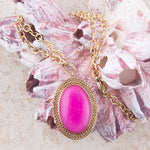 Ovation Pink Agate Golden Pendant Necklace - Barse Jewelry