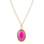 Ovation Pink Agate Golden Pendant Necklace - Barse Jewelry
