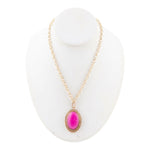 Ovation Pink Agate Golden Pendant Necklace - Barse Jewelry