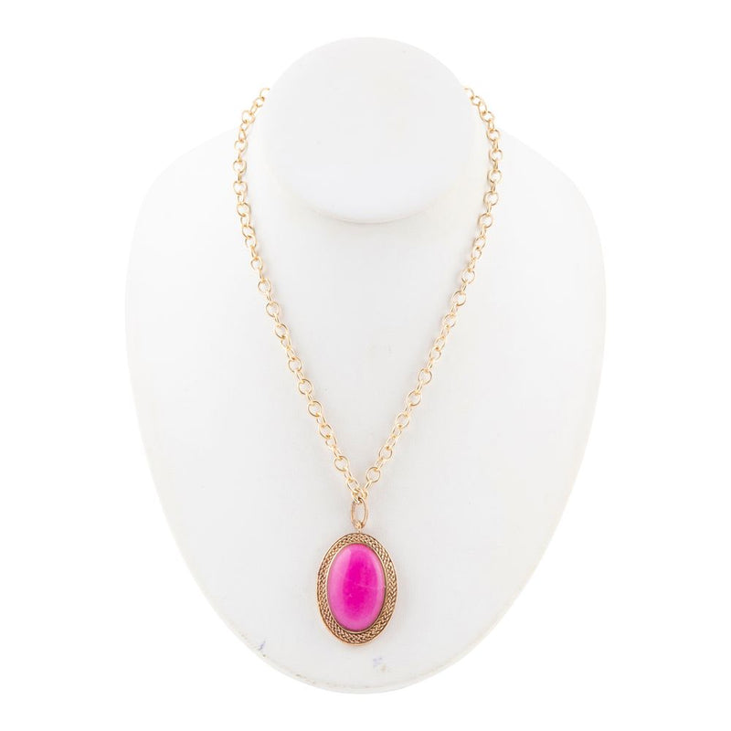 Ovation Pink Agate Golden Pendant Necklace - Barse Jewelry