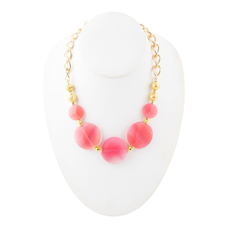 Peony Fuchsia Pink Agate Statement Necklace - Barse Jewelry