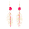 Peony Fuchsia Pink Jade Feather Drop Earrings - Barse Jewelry