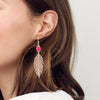 Peony Fuchsia Pink Jade Feather Drop Earrings - Barse Jewelry