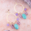 Periwinkle Amethyst and Blue Magnesite Golden Chandelier Earrings - Barse Jewelry