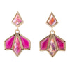 Pink Agate and Shell Matrix Golden Statement Earrings - Barse Jewelry