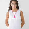 Pink Agate Golden Pendant Necklace - Barse Jewelry