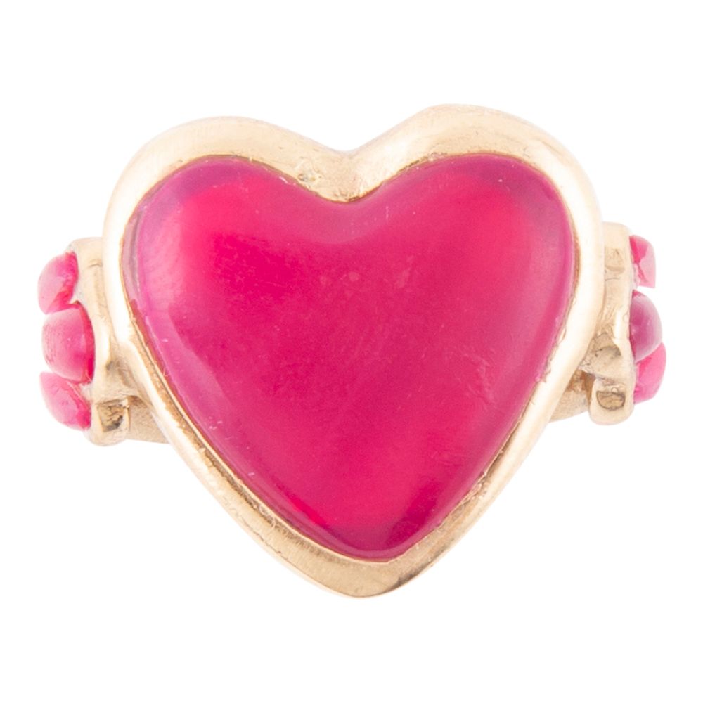 Pink Agate Heart Golden Statement Ring - Barse Jewelry