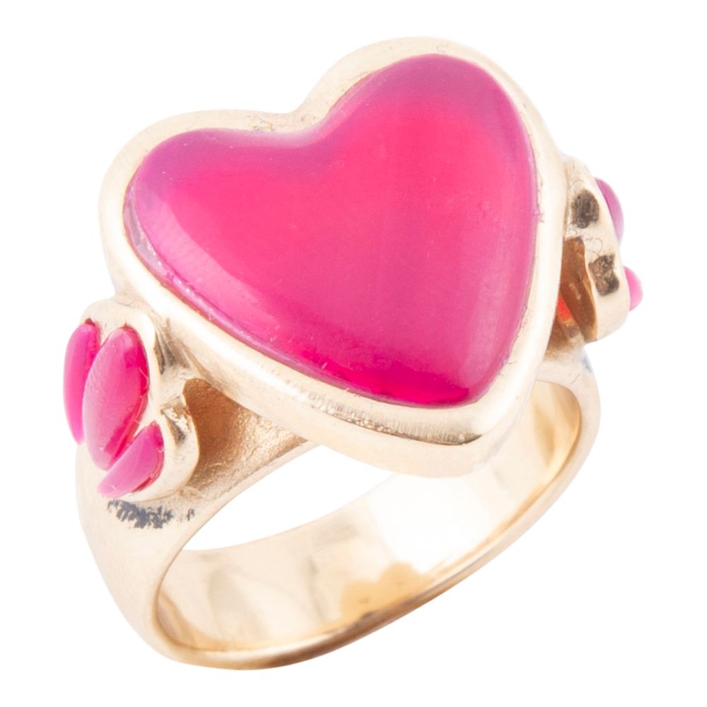 Pink Agate Heart Golden Statement Ring - Barse Jewelry