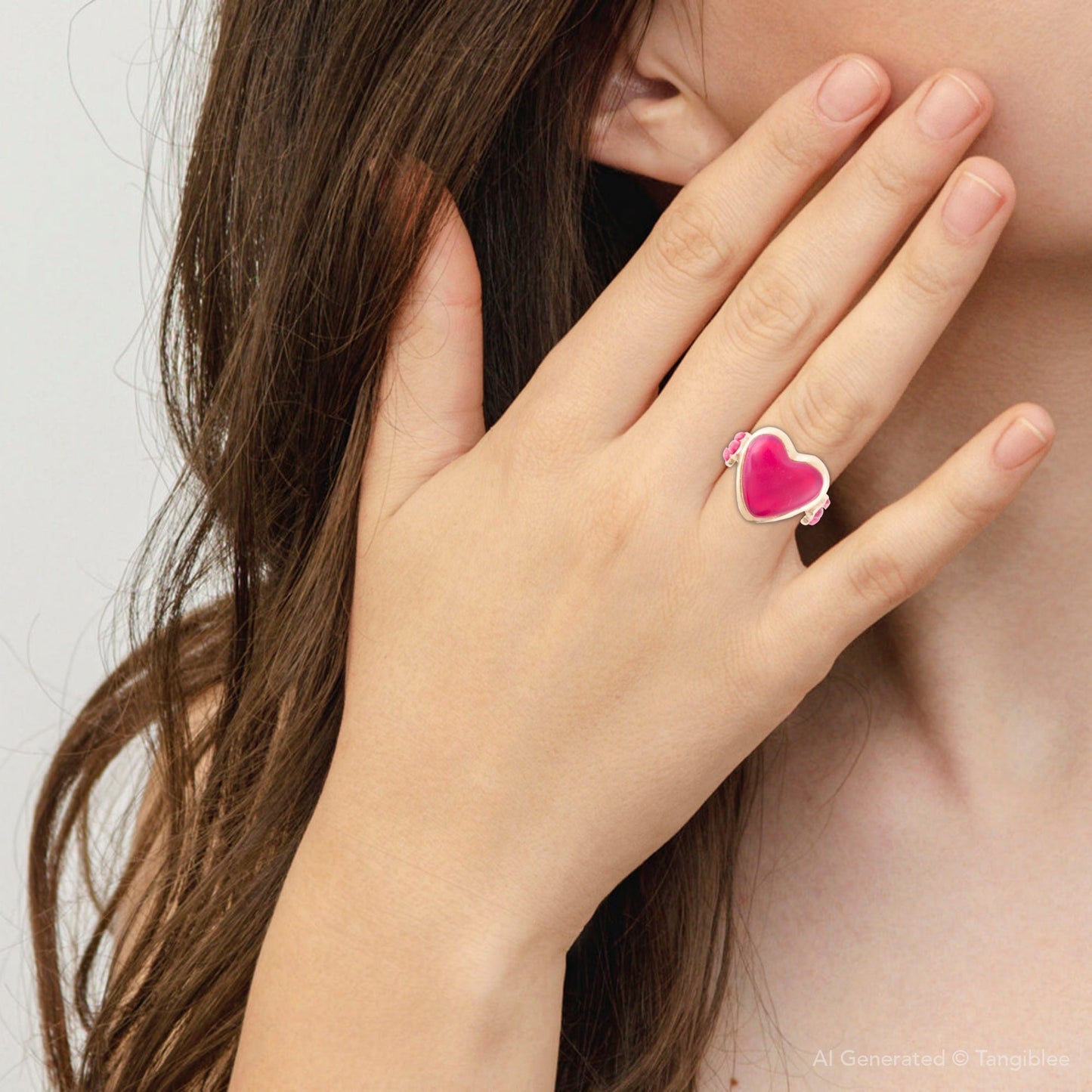 Pink Agate Heart Golden Statement Ring - Barse Jewelry