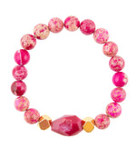 Pink Jasper Golden Stretch Bracelet - Barse Jewelry