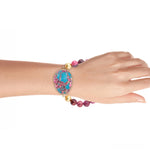 Pink Magenta Dreams Agate Slab Stretch Bracelet - Barse Jewelry