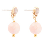 Pink Opal Golden Drop Post Earrings - Barse Jewelry