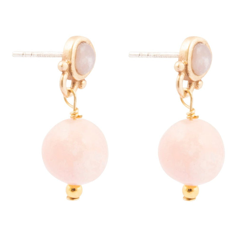 Pink Opal Golden Drop Post Earrings - Barse Jewelry