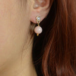 Pink Opal Golden Drop Post Earrings - Barse Jewelry