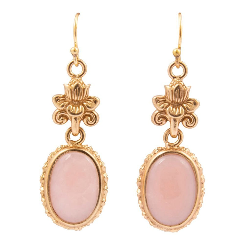 Pink Opal Golden Lotus Drop Earrings - Barse Jewelry