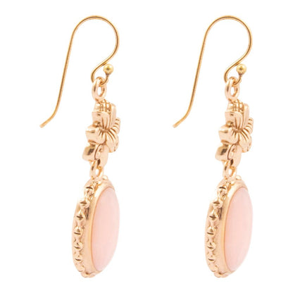 Pink Opal Golden Lotus Drop Earrings - Barse Jewelry