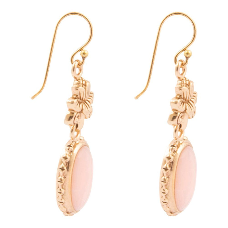 Pink Opal Golden Lotus Drop Earrings - Barse Jewelry