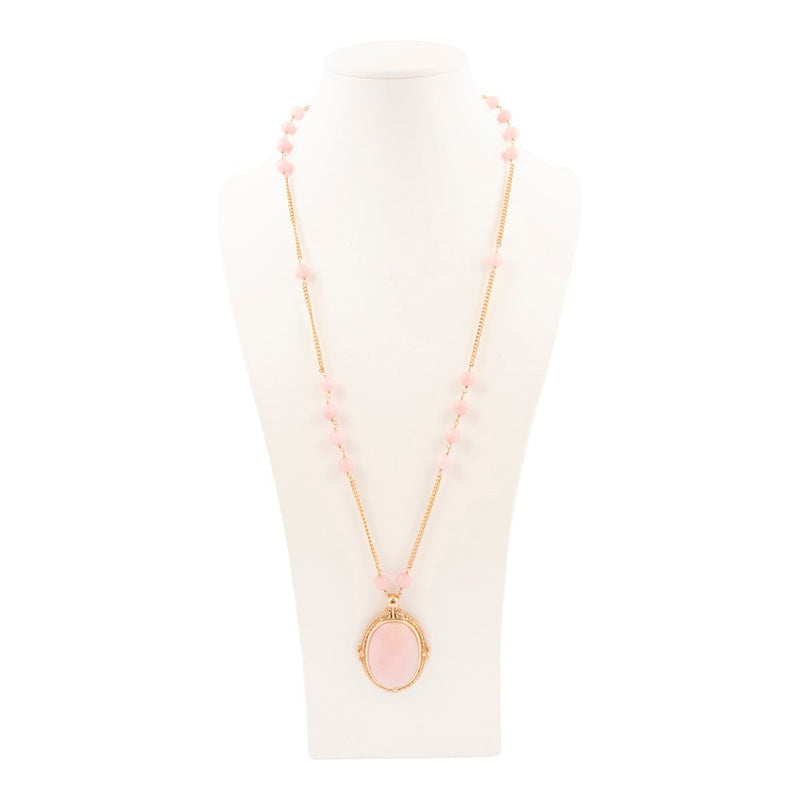 Pink Opal Golden Pendant Chain Necklace - Barse Jewelry
