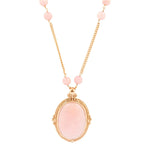 Pink Opal Golden Pendant Chain Necklace - Barse Jewelry