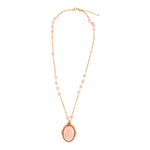 Pink Opal Golden Pendant Chain Necklace - Barse Jewelry