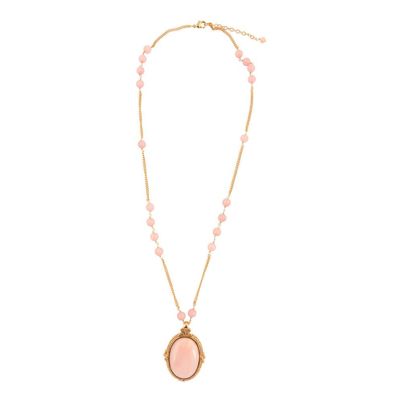 Pink Opal Golden Pendant Chain Necklace - Barse Jewelry