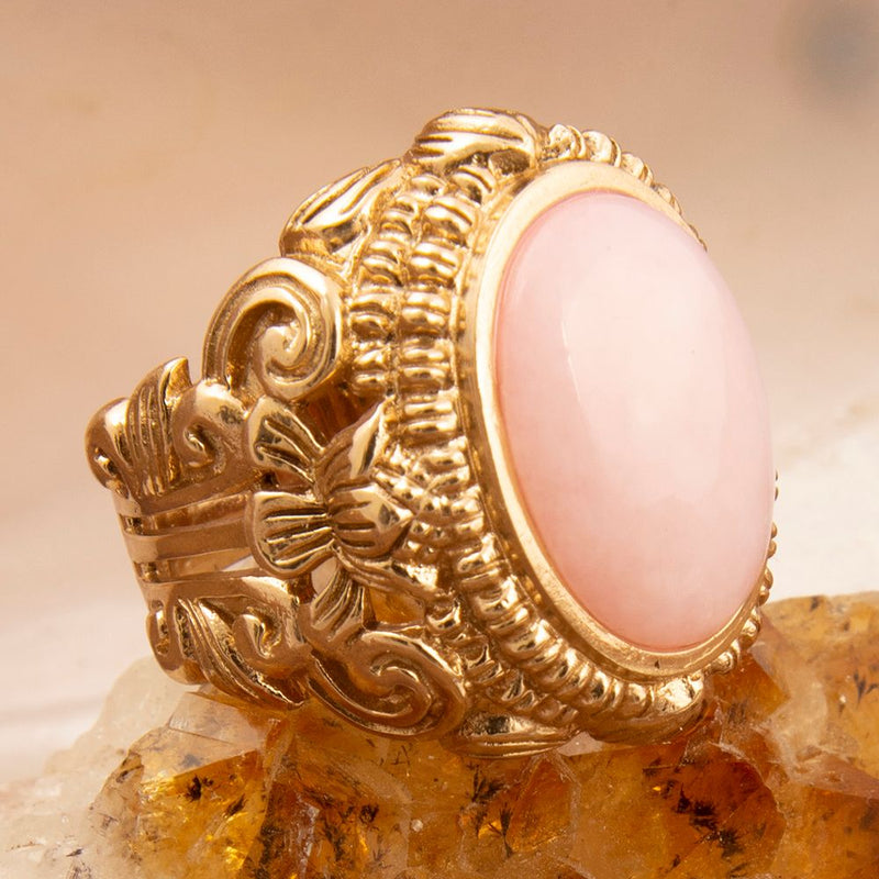 Pink Opal Golden Statement Ring - Barse Jewelry