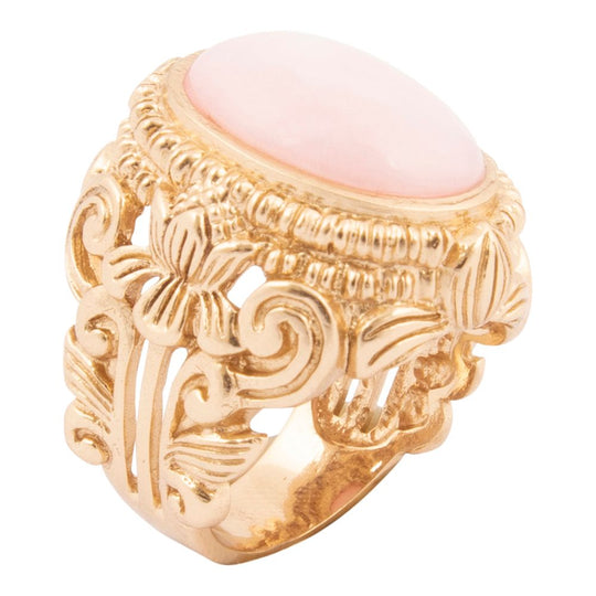 Pink Opal Golden Statement Ring