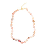 Pink Opal Nugget Knotted Golden Necklace - Barse Jewelry