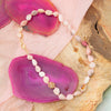 Pink Opal Nugget Knotted Golden Necklace - Barse Jewelry