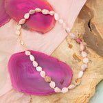 Pink Opal Nugget Knotted Golden Necklace - Barse Jewelry