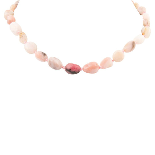 Pink Opal Nugget Knotted Golden Necklace