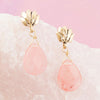 Pink Quartz Golden Lotus Drop Earrings - Barse Jewelry