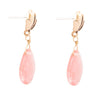 Pink Quartz Golden Lotus Drop Earrings - Barse Jewelry