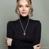 Pink Rhodonite Golden Cross Pendant Necklace - Barse Jewelry