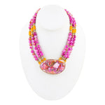 Pink Starburst Shell Statement Golden Necklace - Barse Jewelry