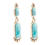 Plateau Blue Turquoise and Golden Earrings - Barse Jewelry